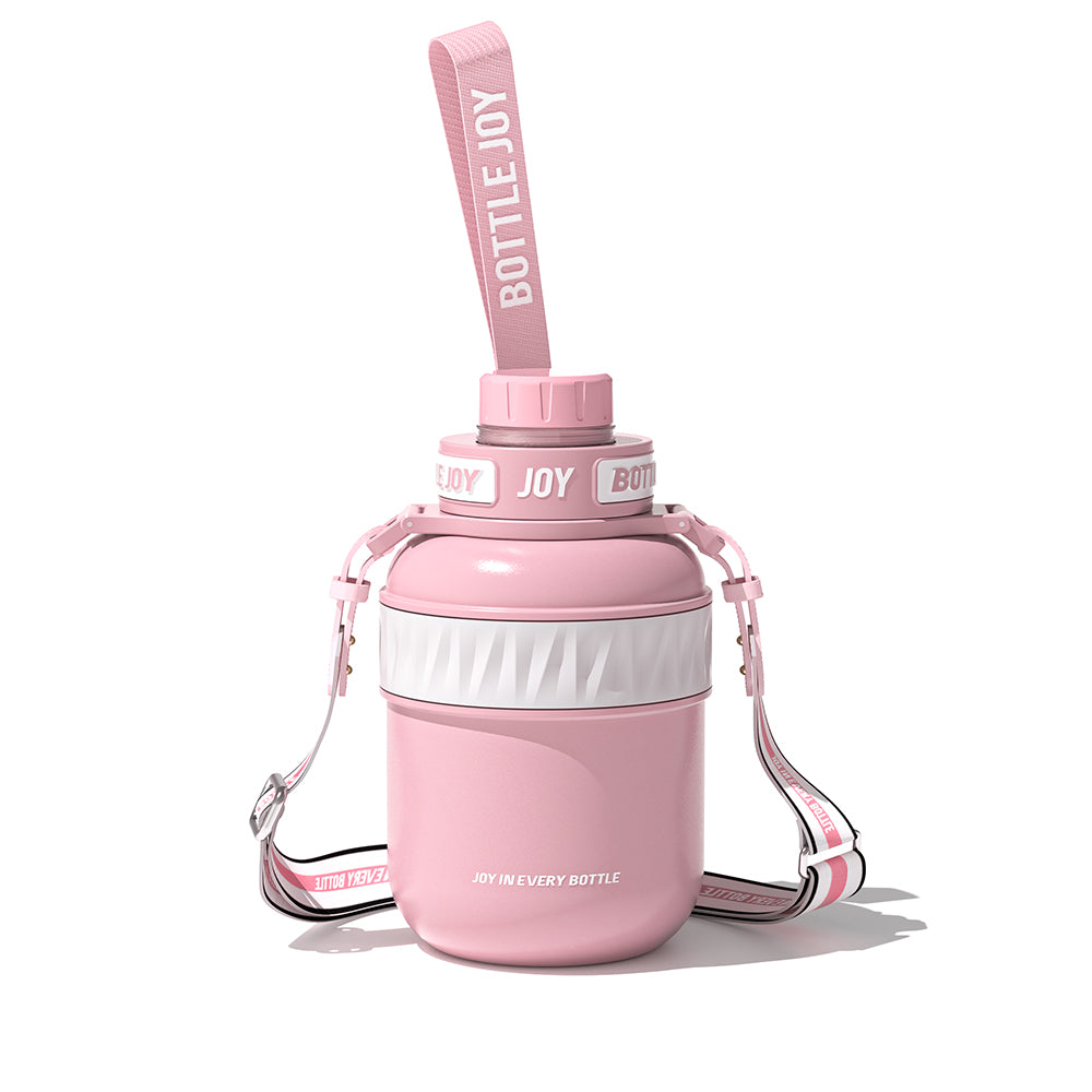 BOTTLE JOY Stainless-Steel Water Bottle: Leakproof Lid, Perfect Sip, Double Insulated, Eco-Friendly, Dishwasher Safe & Stylish Strap (Coral, 32/48 oz) - Image 2