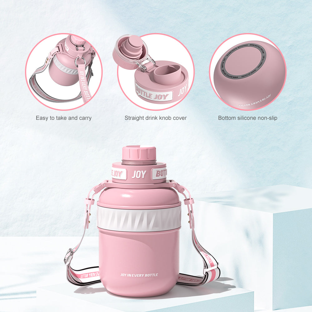 BOTTLE JOY Stainless-Steel Water Bottle: Leakproof Lid, Perfect Sip, Double Insulated, Eco-Friendly, Dishwasher Safe & Stylish Strap (Coral, 32/48 oz) - Image 5