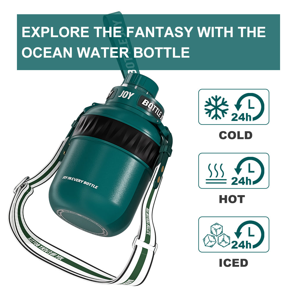 BOTTLE JOY Stainless-Steel Water Bottle: Leakproof Lid, Perfect Sip, Double Insulated, Eco-Friendly, Dishwasher Safe & Stylish Strap (Forest, 32/48 oz) - Image 6