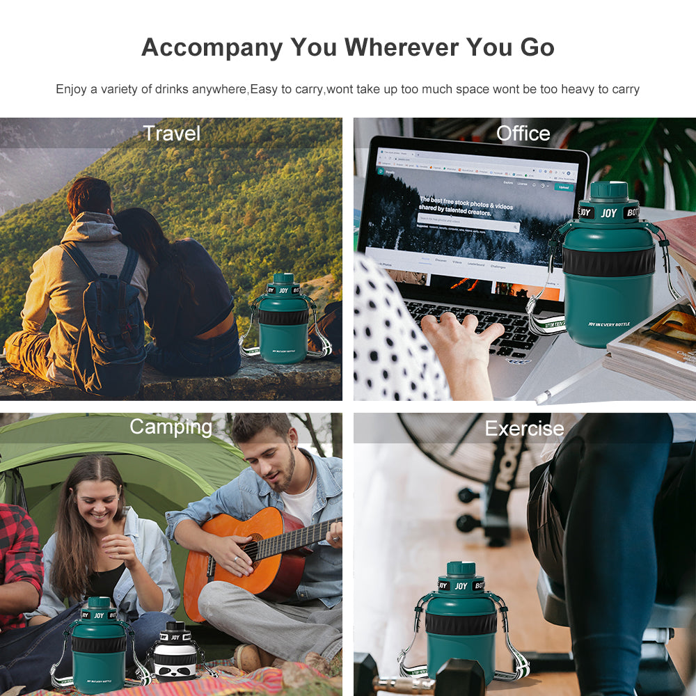 BOTTLE JOY Stainless-Steel Water Bottle: Leakproof Lid, Perfect Sip, Double Insulated, Eco-Friendly, Dishwasher Safe & Stylish Strap (Forest, 32/48 oz) - Image 10