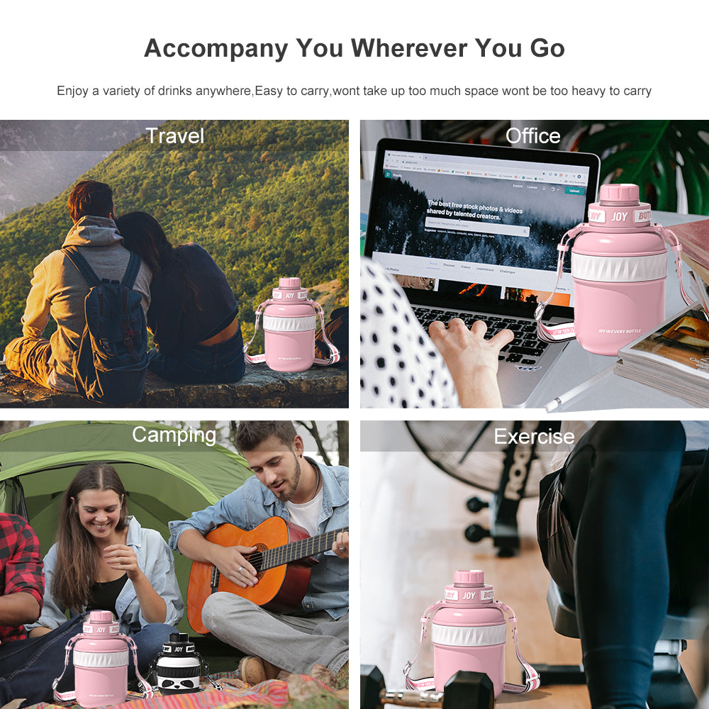 BOTTLE JOY Stainless-Steel Water Bottle: Leakproof Lid, Perfect Sip, Double Insulated, Eco-Friendly, Dishwasher Safe & Stylish Strap (Coral, 32/48 oz) - Image 10