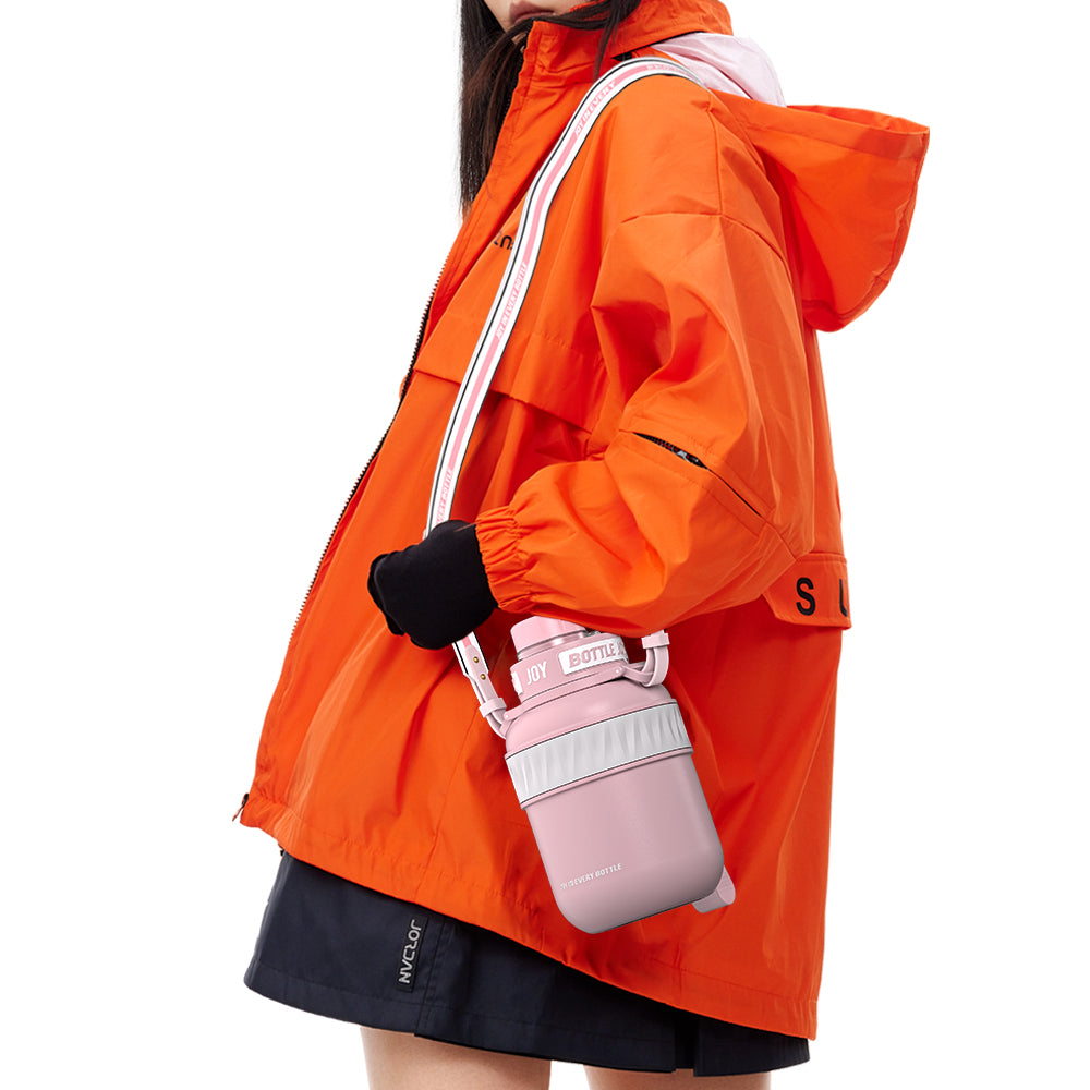 BOTTLE JOY Stainless-Steel Water Bottle: Leakproof Lid, Perfect Sip, Double Insulated, Eco-Friendly, Dishwasher Safe & Stylish Strap (Coral, 32/48 oz) - Image 11