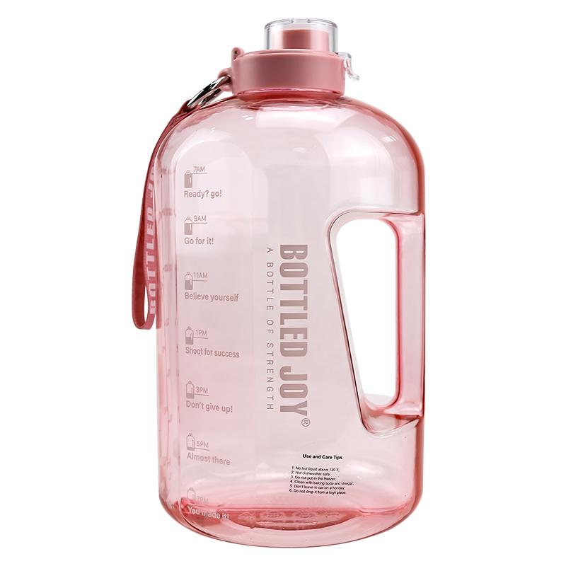 Leak proof 2.5L sports water bottle with motivational time marker gym fitness water jug with rope